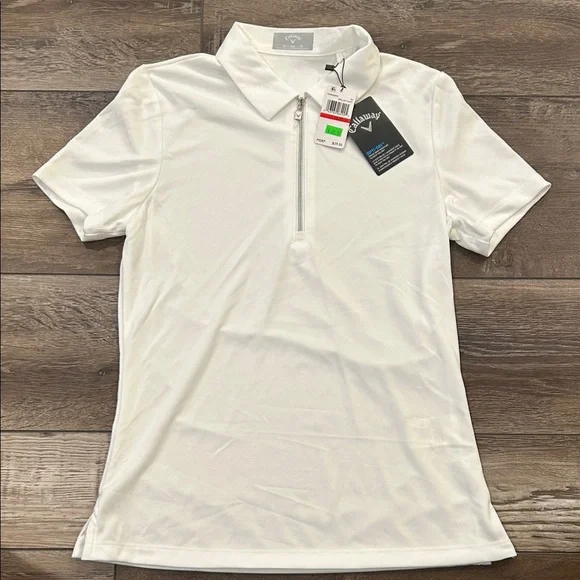 Callaway Women’s Zip Up Classic White Polo Shirt - Picture 2 of 3